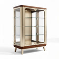 Glass display cabinet with wooden accents and adjustable shelves 80 x 40 x 160cm