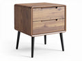 Wooden nightstand with two drawers and black metal legs 50 x 50 x 50cm