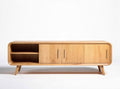 Natural bamboo TV stand with open and closed storage 150 x 40 x 50cm
