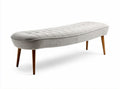 Upholstered bench with wooden legs in light gray fabric 150 x 40 x 45cm