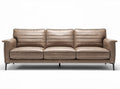 Leather three-seater sofa with ribbed design for living room 200 x 90 x 85cm