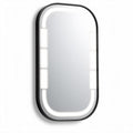 LED illuminated bathroom mirror with black frame 60 x 40 x 5cm