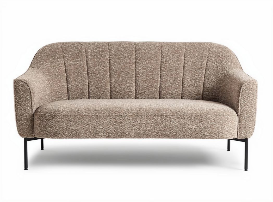 Fabric sofa for living room with modern design and black metal legs 170 x 80 x 75cm