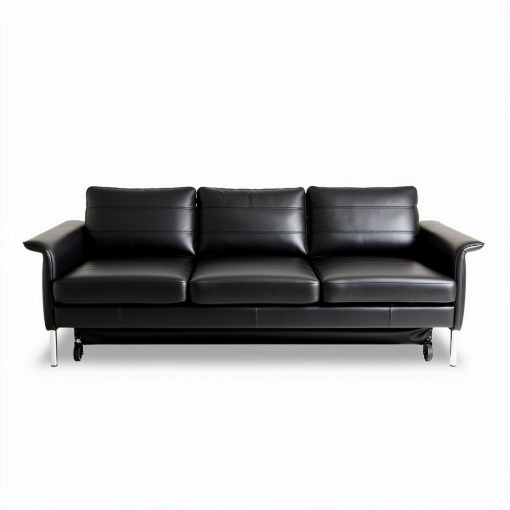Leather sofa for living room use dimensions 180 x 90 x 85cm black color