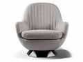 Modern accent chair in light gray fabric with geometric metal base 85 x 85 x 85cm