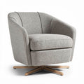 Swivel accent chair in light gray fabric with gold metal base 76 x 76 x 81cm